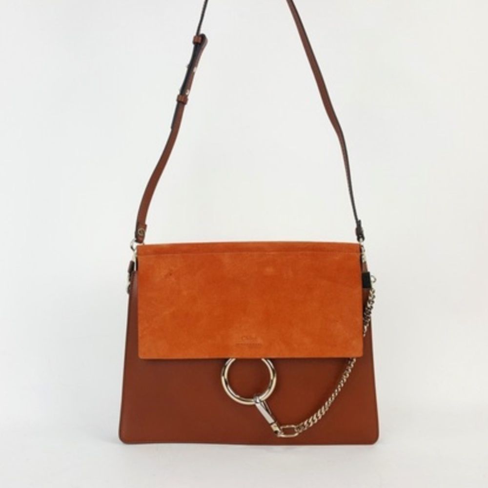 Chloe Tobacco Brown Leather Suede Shoulder Bag Handbag
